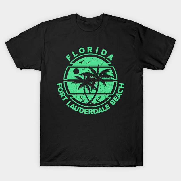 Fort Lauderdale Florida, Tropical Palm Trees, Ship Anchor - Summer T-Shirt by Jahmar Anderson